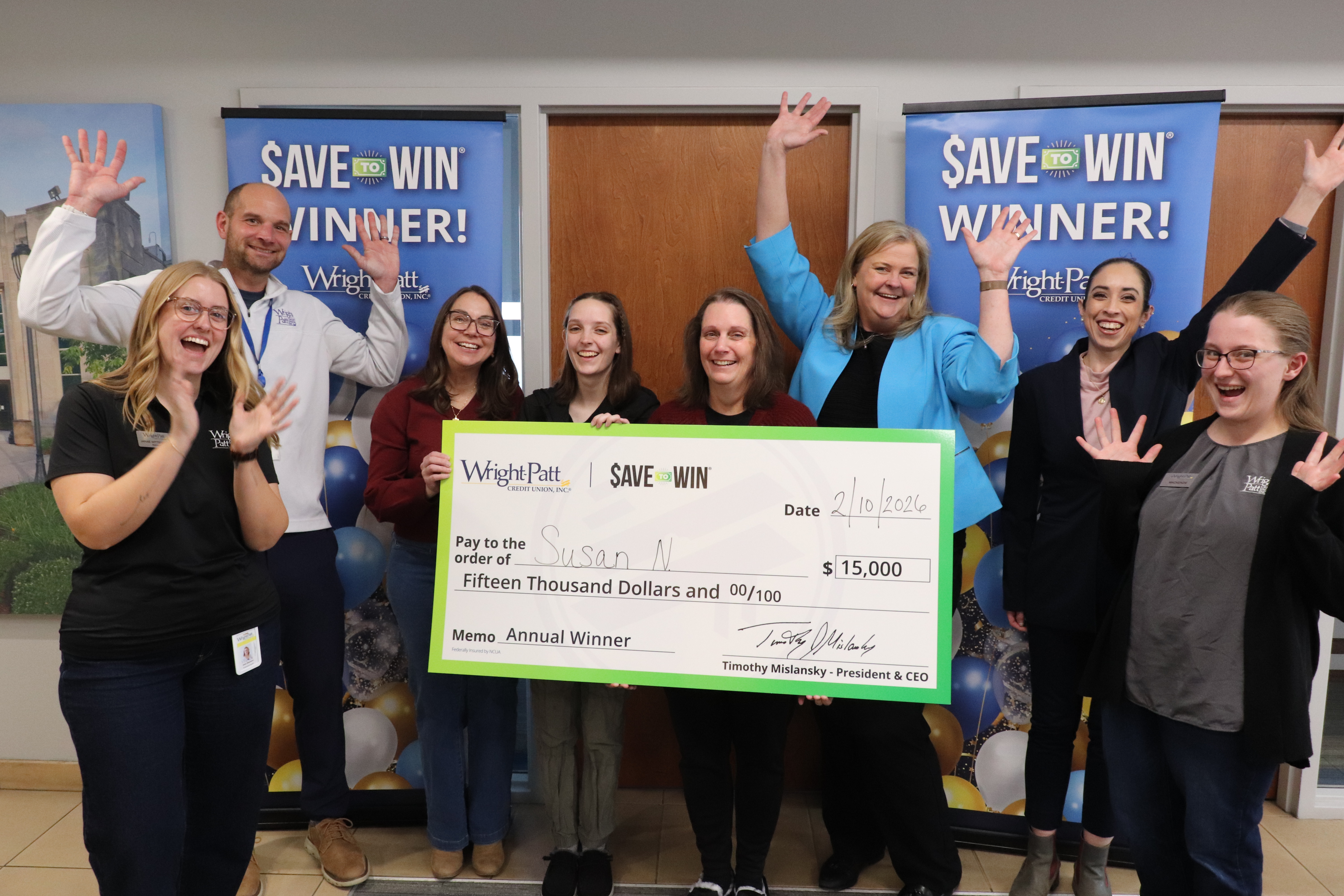 2025 Save to Win $15000 Winner - Susan N + Group