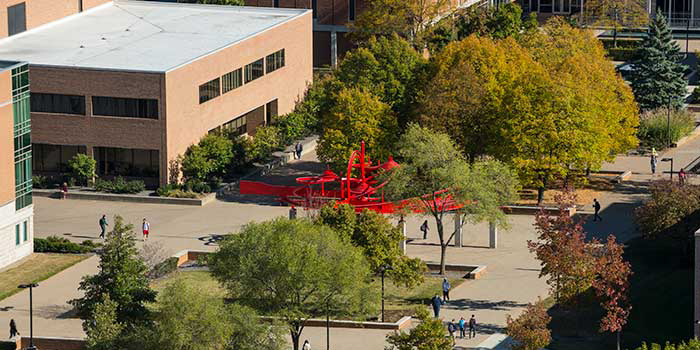 WSU Campus with red biplane