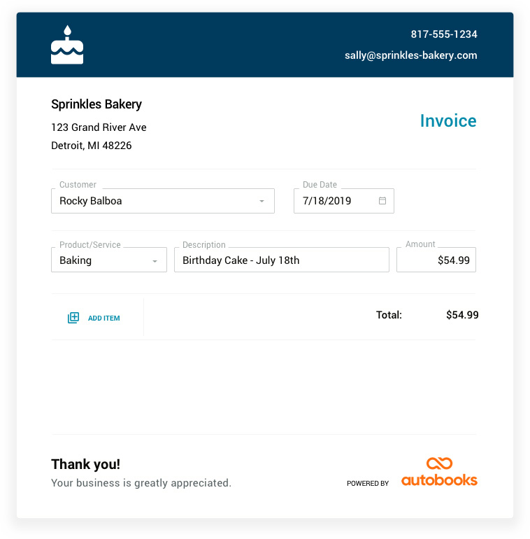 Invoice Example from Autobooks